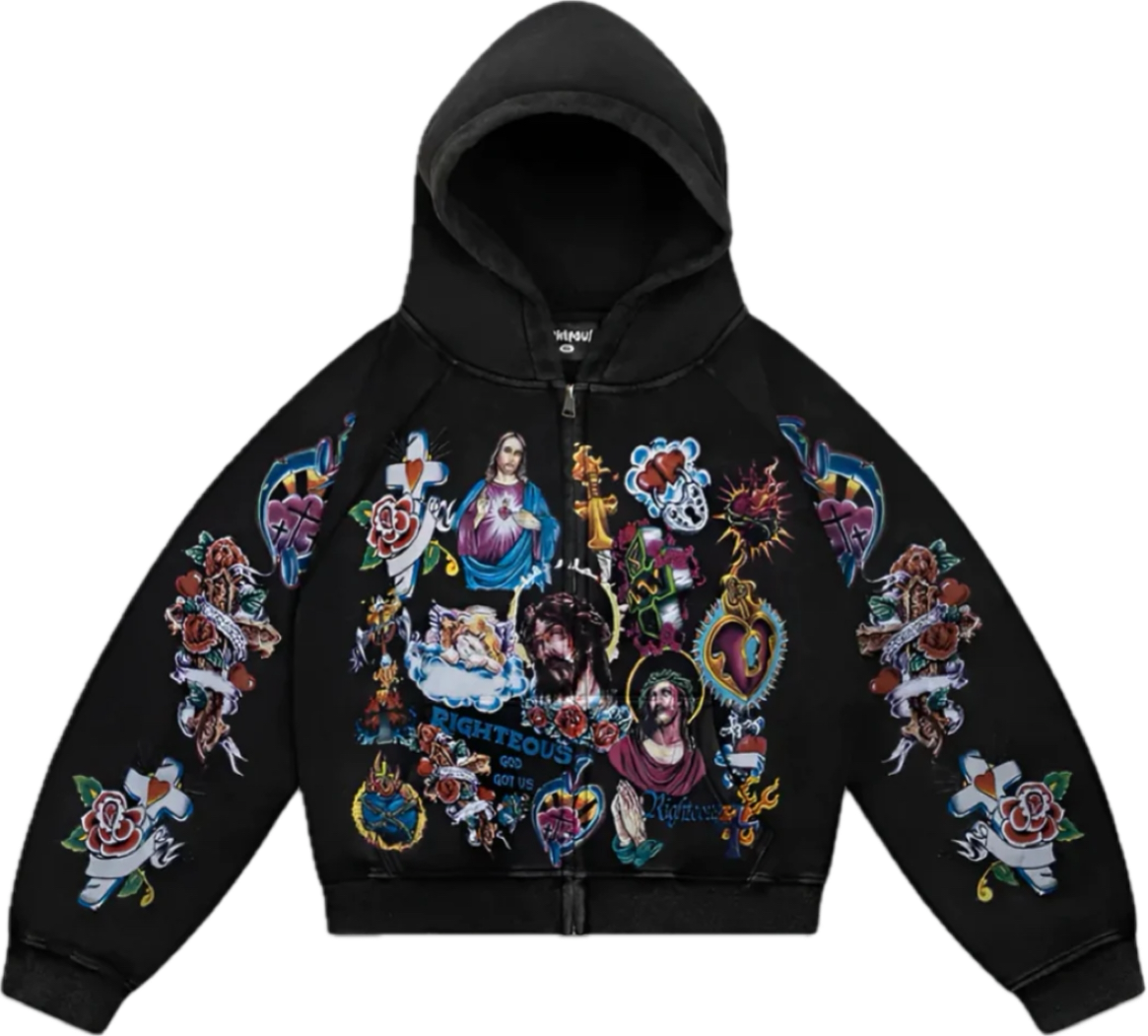 Righteous "Risen King"
Cropped Zip Up (Black)
