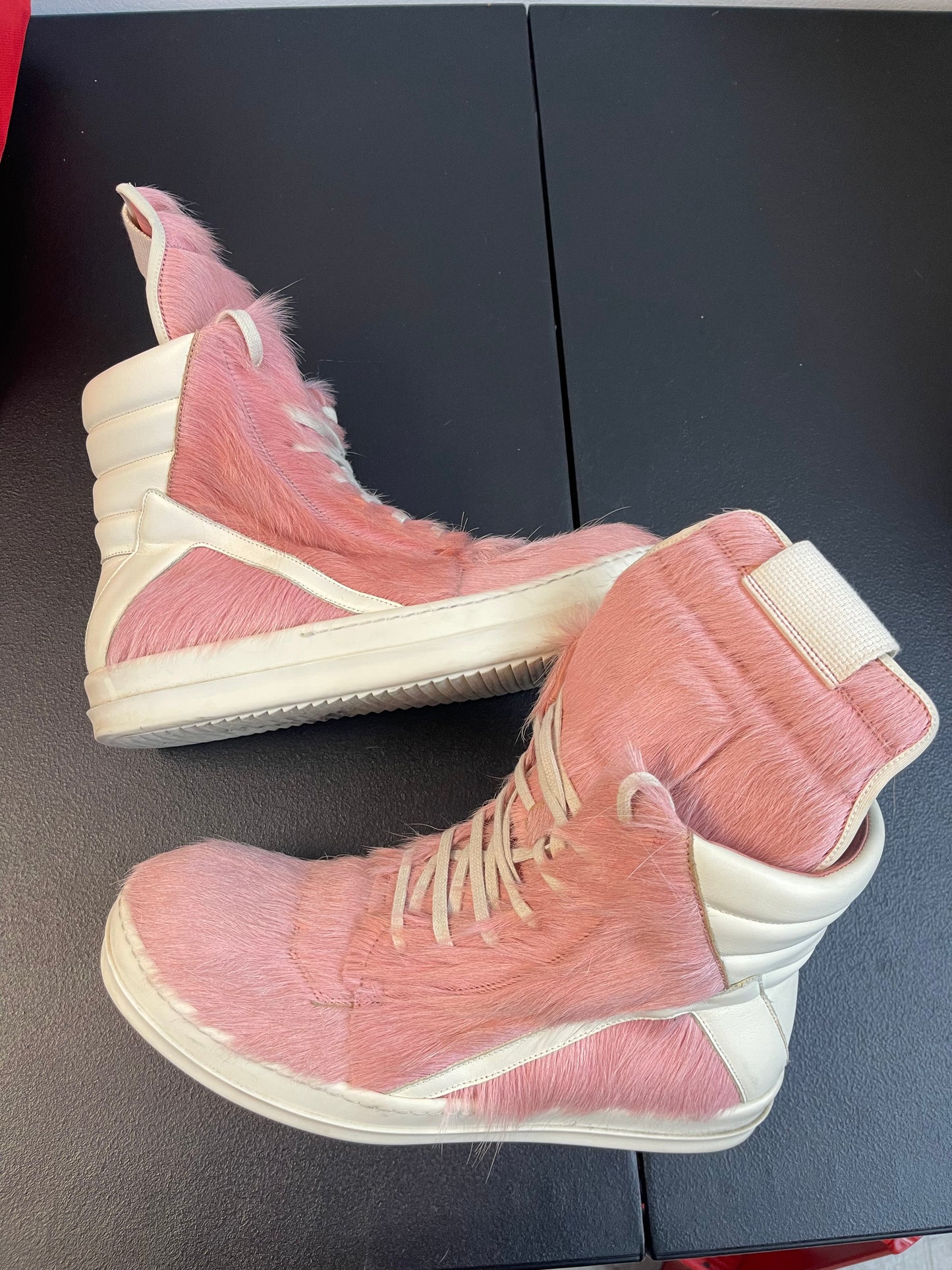 Rick Owen Geobasket Cow Fur Dusty Pink Milk (USED NO BOX)