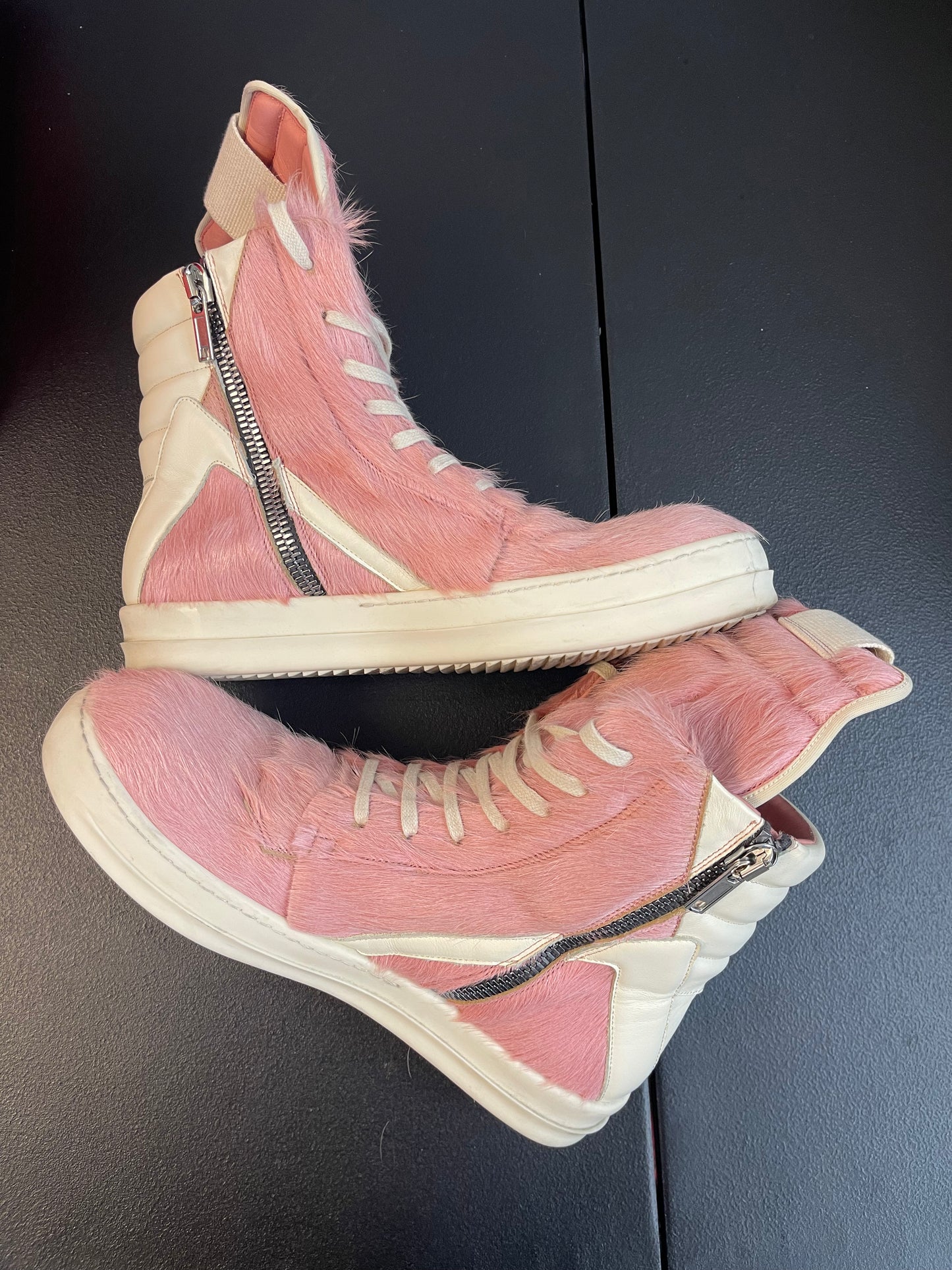 Rick Owen Geobasket Cow Fur Dusty Pink Milk (USED NO BOX)