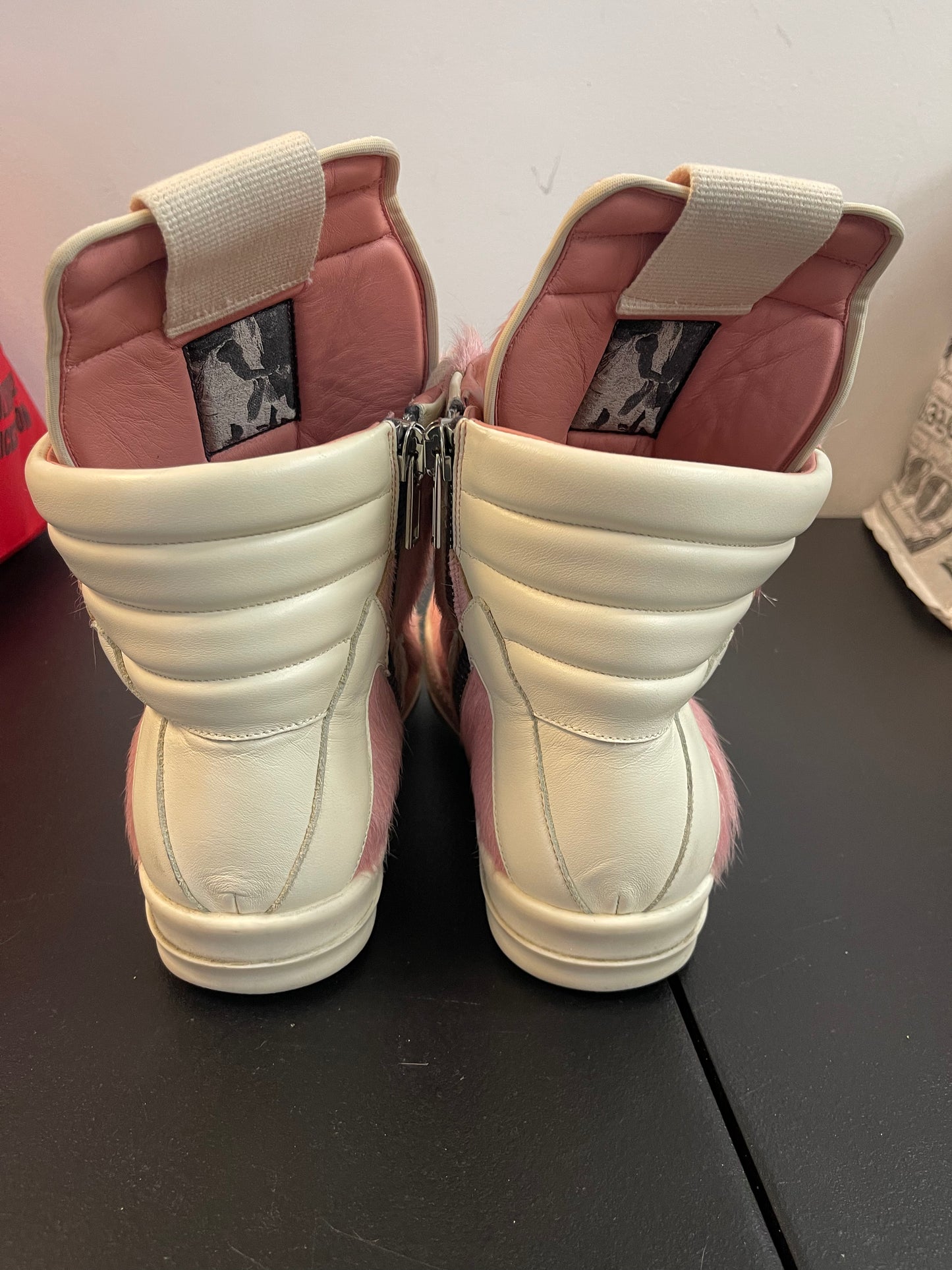 Rick Owen Geobasket Cow Fur Dusty Pink Milk (USED NO BOX)