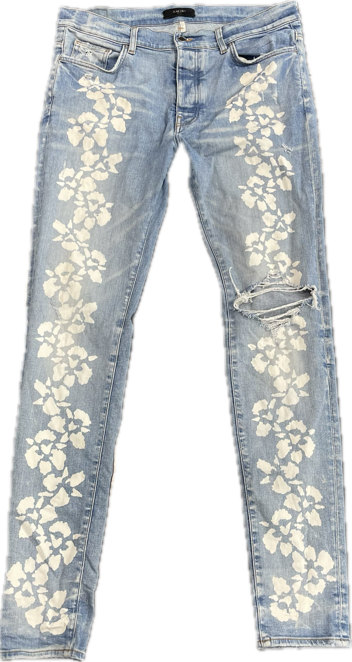 Amiri Hibiscus Stencil Jean 'Light Indigo'