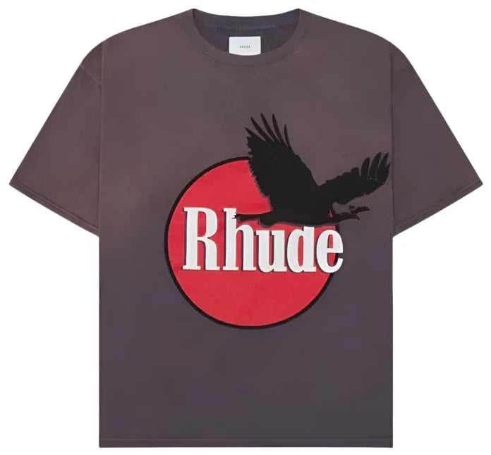 Rhude Eagle Logo Grey Washed Short-sleeve Tee