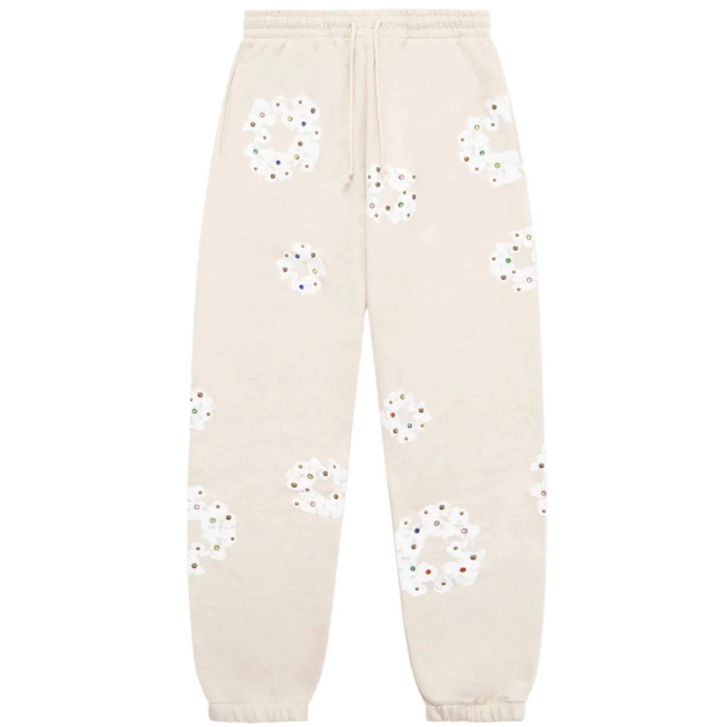 DENIM TEARS Rhinestone Cotton Wreath Sweatpant Cream