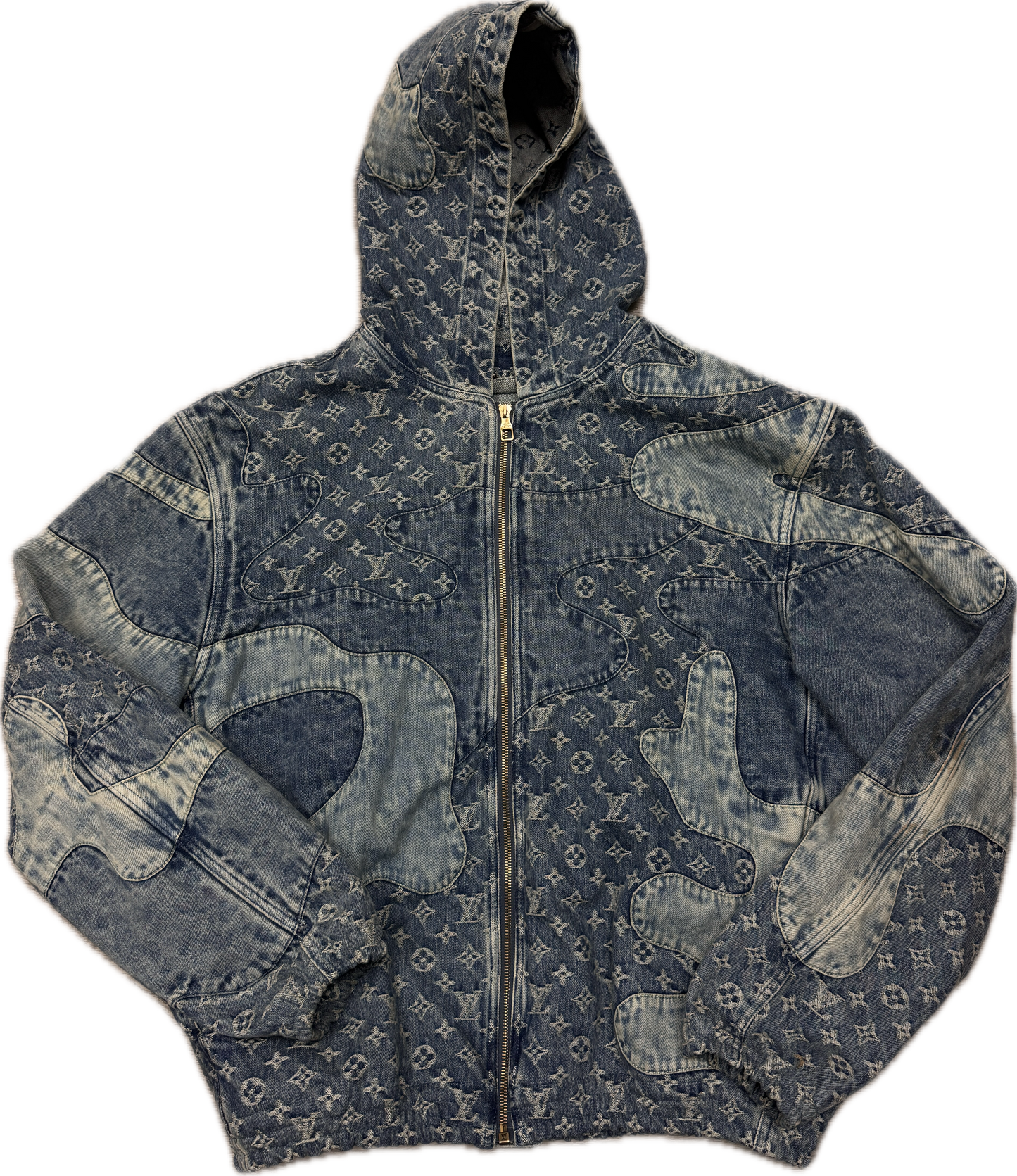 Louis Vuitton x Nigo Monogram Patchwork Denim Hoodie Indigo