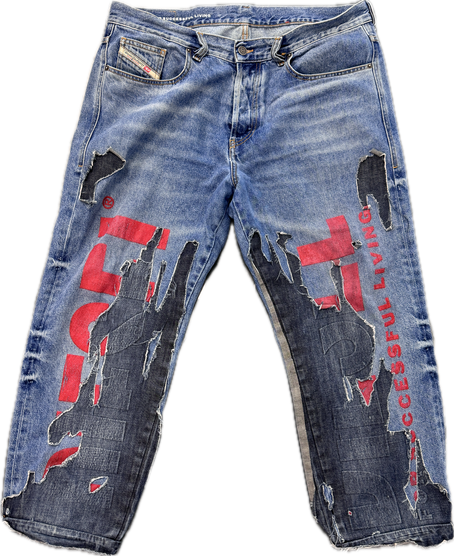 Diesel Mixed Denim Red Logo