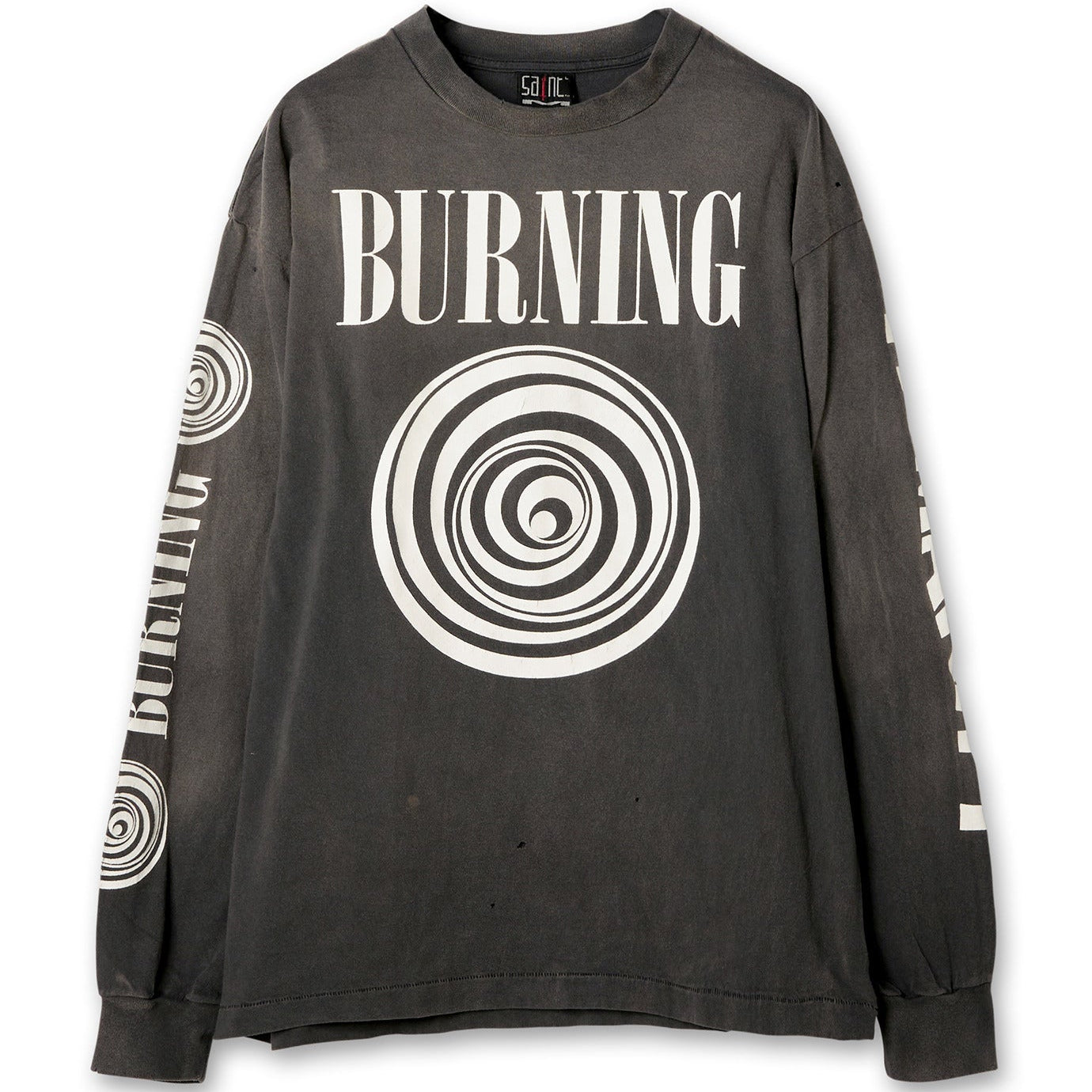 Saint Mxxxxxx Burning Long-sleeve Tee Vintage Washed Black