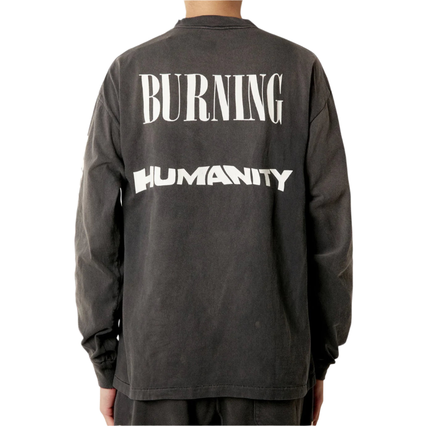 Saint Mxxxxxx Burning Long-sleeve Tee Vintage Washed Black
