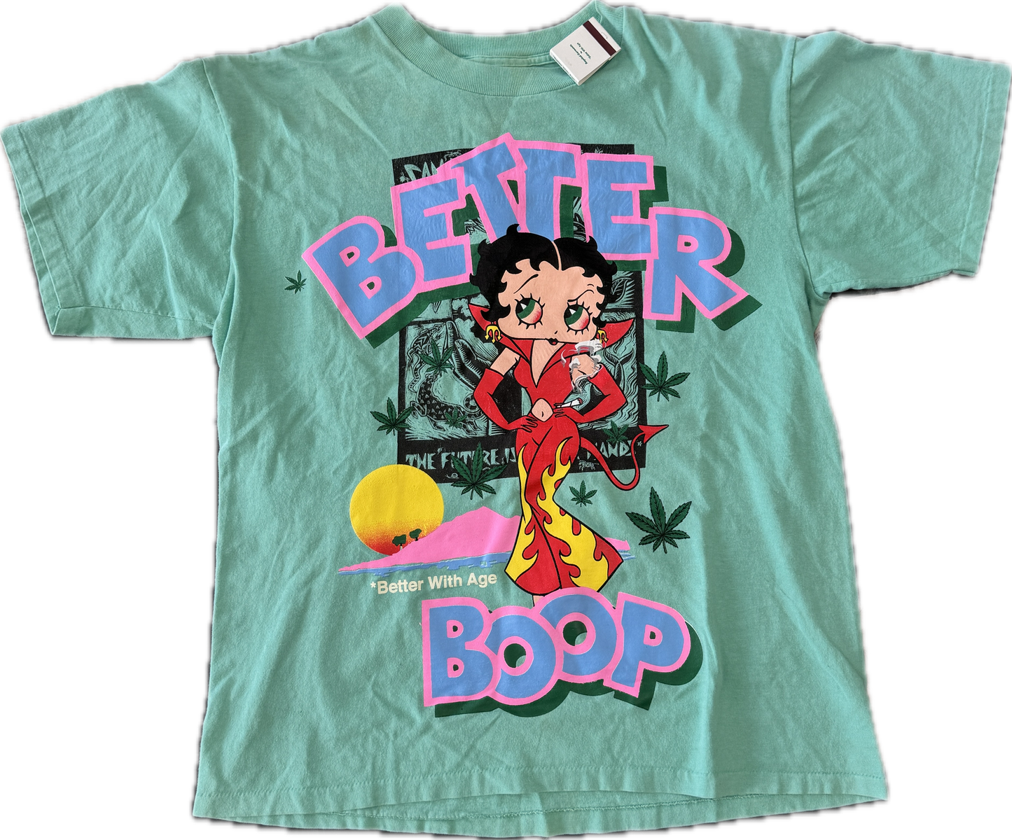 Better with age Boop tee teal