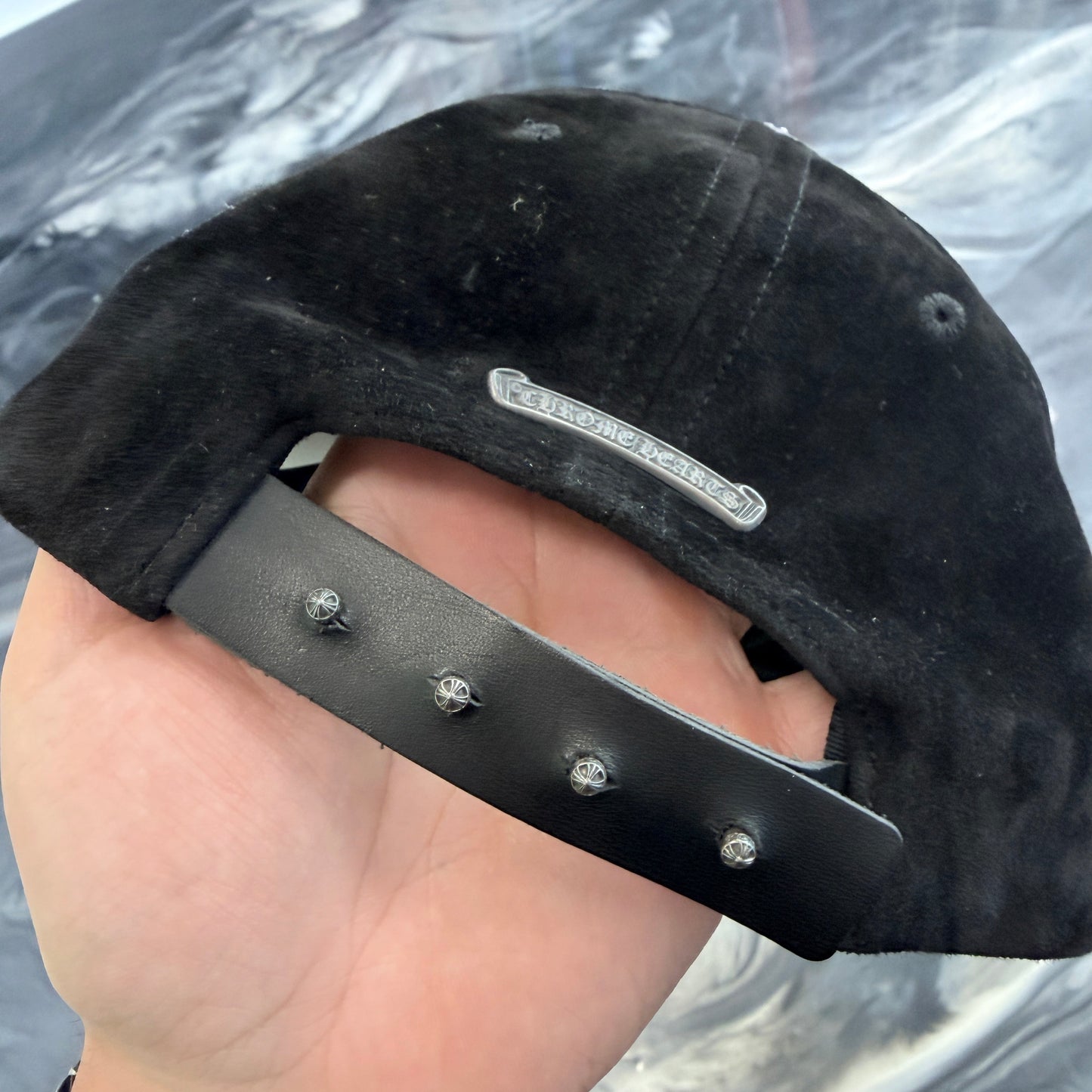 Chrome Hearts Black Suede Leather Dagger Hat