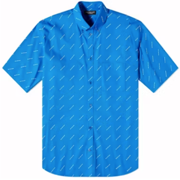 Balenciaga All-Over Button Up Blue (STEAL)(1 Year Anniversary)