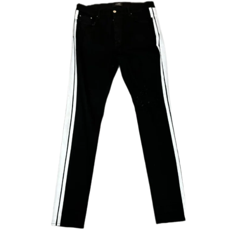 Amiri White Stripe Black Jeans