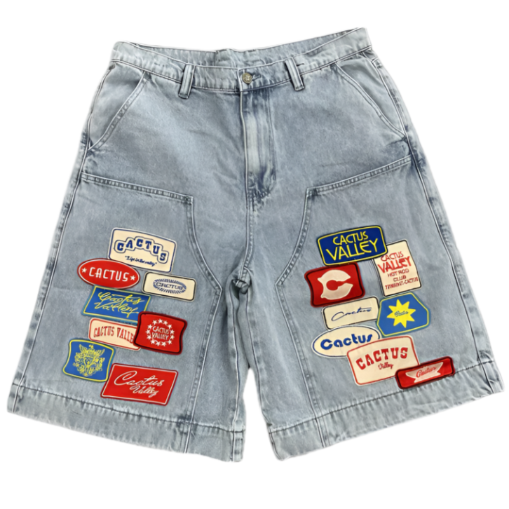 AZVA Roadside Denim Patch Shorts