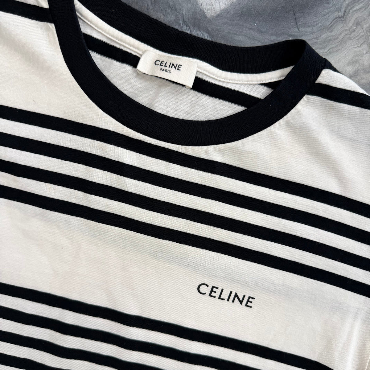 CELINE T-Shirt White/Black Striped