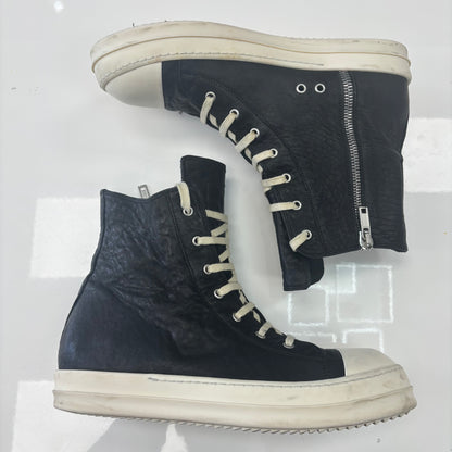Rick Owens High-Top Black Pebbled Lamb Leather Ramone (USED)