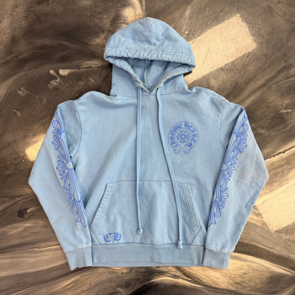 Chrome Hearts Blue Miami Horseshoe Floral Sleeve Hoodie