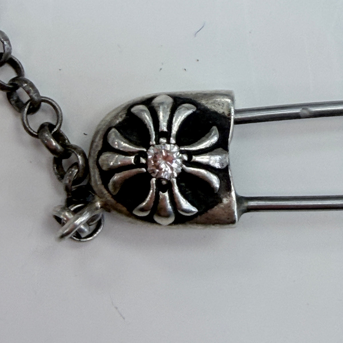Chrome Hearts Diamond Safety Pin Necklace