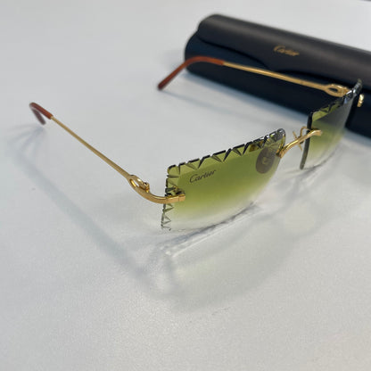 Cartier Green Diamond Cut Sunglasses