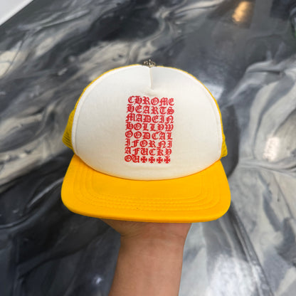 Chrome Hearts Eyechart Trucker Hat Yellow