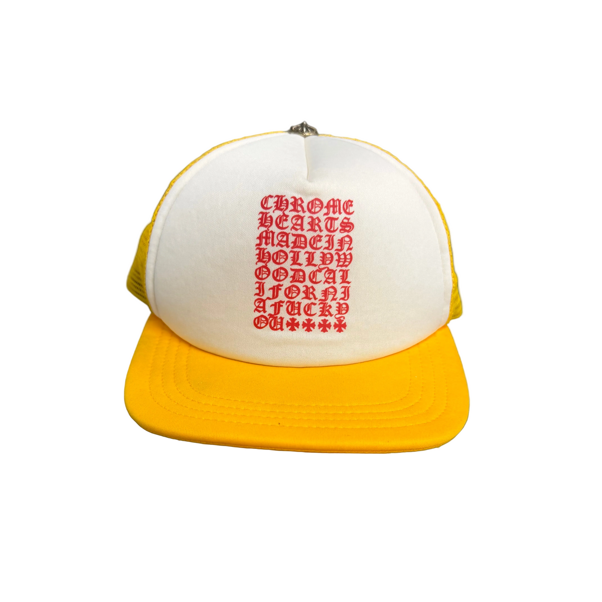 Chrome Hearts Eyechart Trucker Hat Yellow