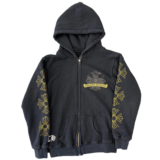 Chrome Hearts Vintage Gold Horseshoe Thermal Zip Up Hoodie