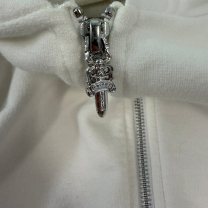 Chrome Hearts Scroll Logo White Zip Up Hoodie