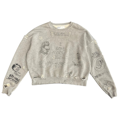 Paly Hollywood Pumping Iron Graphic Print Distressed crewneck
