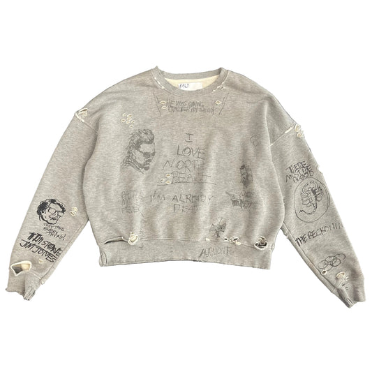 Paly Hollywood Pumping Iron Graphic Print Distressed crewneck