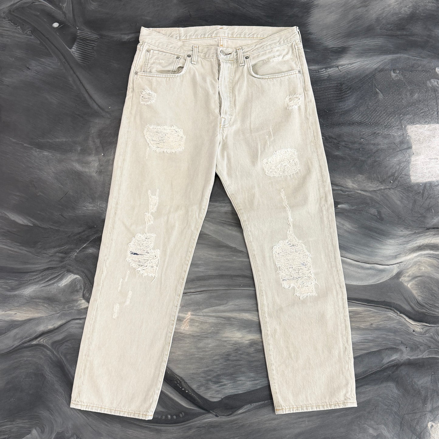 Acne Studios 2003 Pompeii Light Grey Distressed Denim Jeans