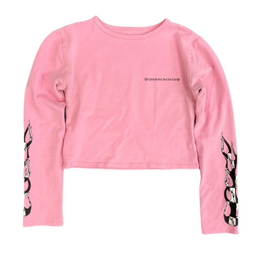 Chrome Hearts Pink Flame Crop Top