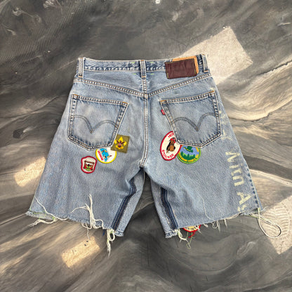 Better With Age Patchwork Denim Shorts