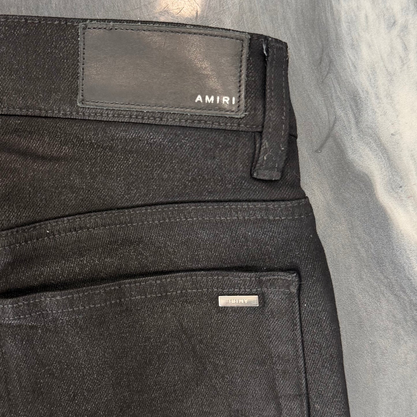 Amiri Black Waxed Denim Skinny Jeans