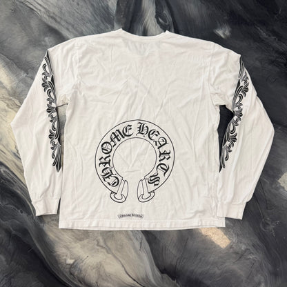 Chrome Hearts Floral Horseshoe Longsleeve Shirt White