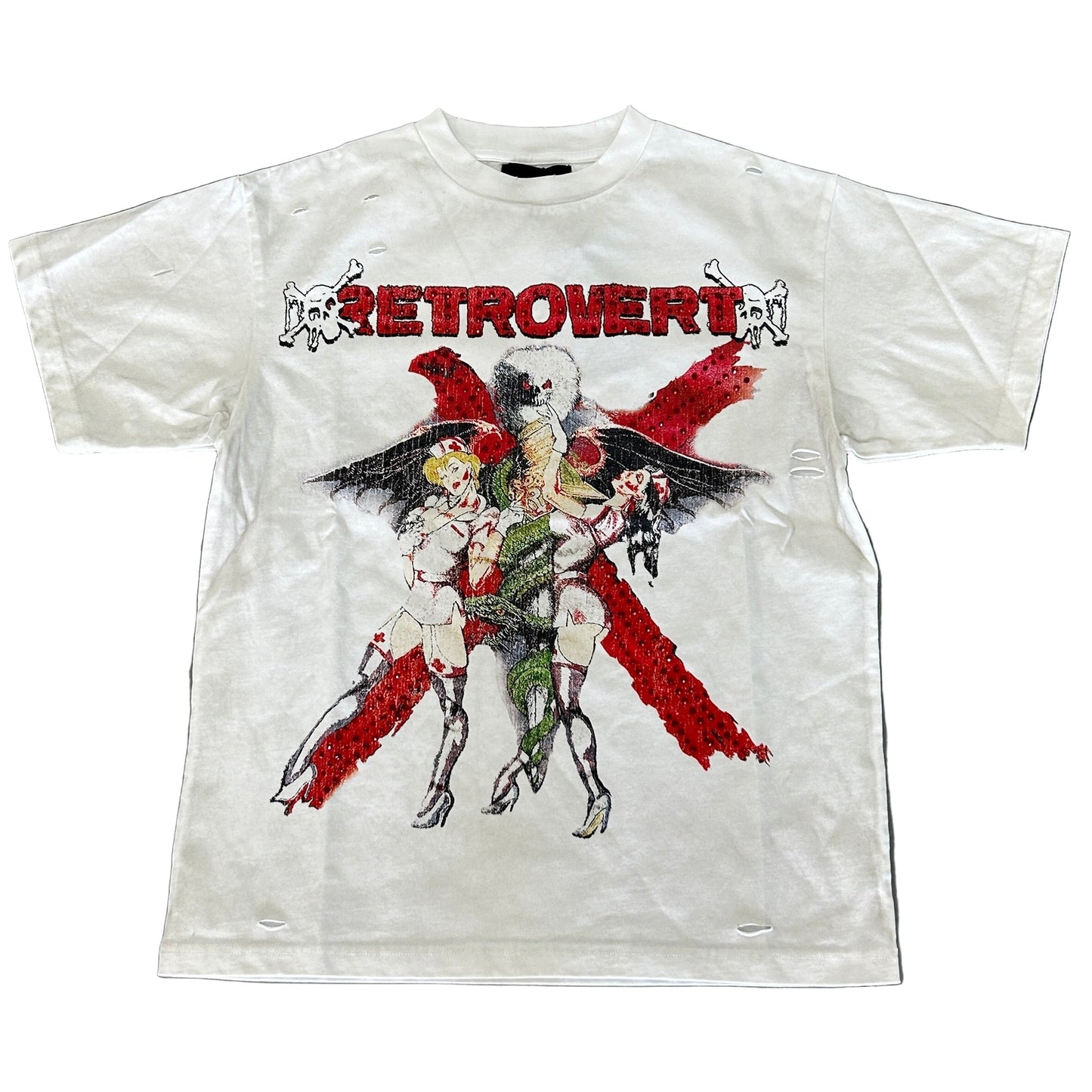 Retrovert Nurse Rhinestone Tee White