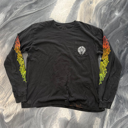 Chrome Hearts Floral Sleeve Gradient Long-Sleeve T-Shirt