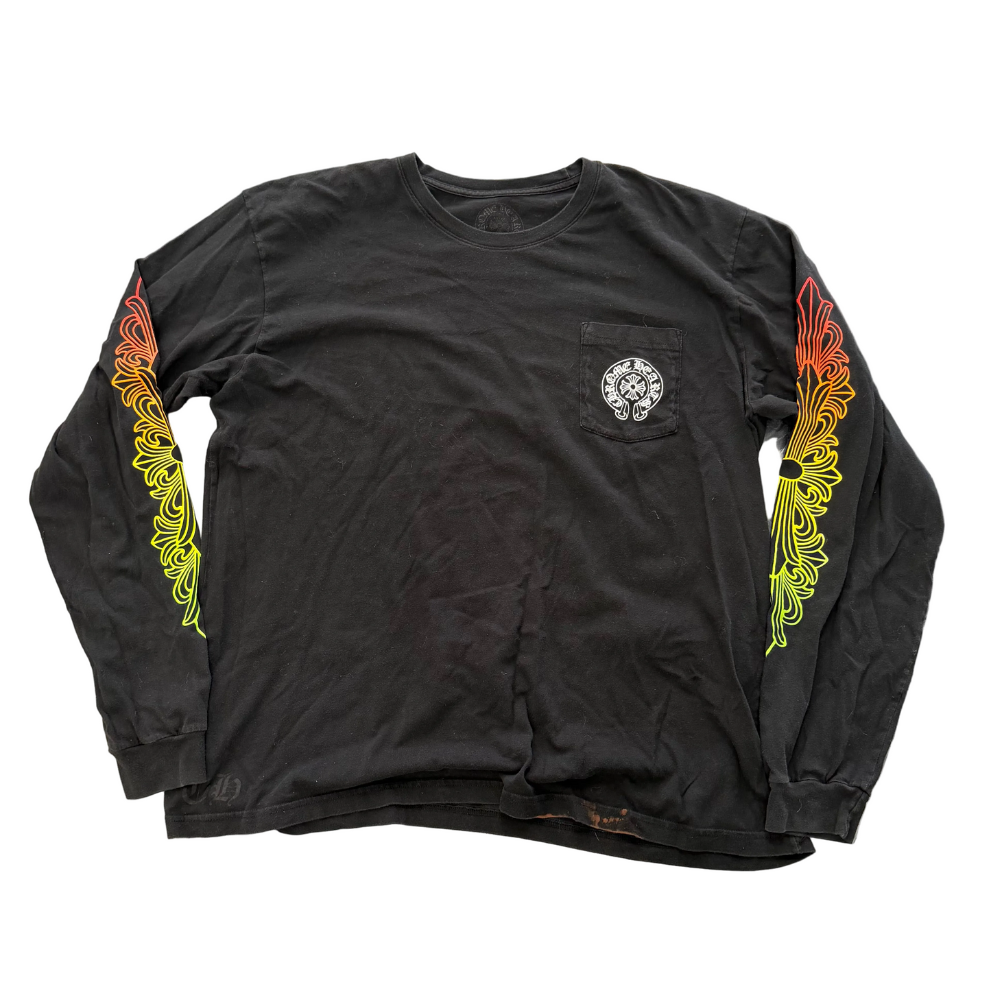 Chrome Hearts Floral Sleeve Gradient Long-Sleeve T-Shirt