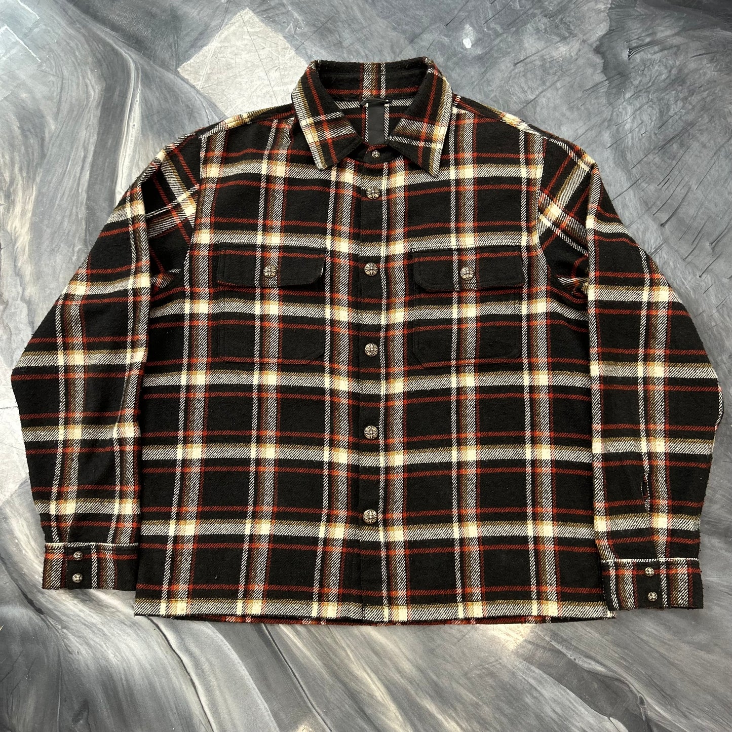 Chrome Hearts Work Dog Silver Button Flannel