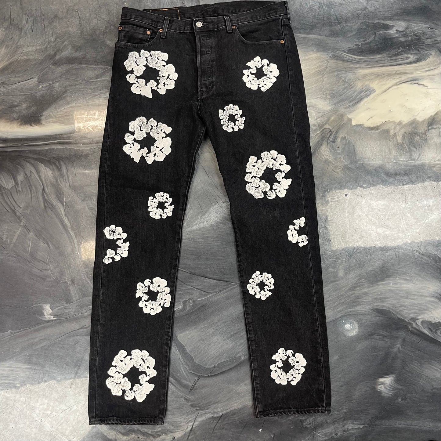 Denim Tears x Levi's Cotton Wreath 501 Black Jeans