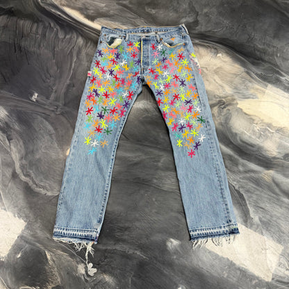 Pale U.S.A. Thigh Painter Denim Jeans