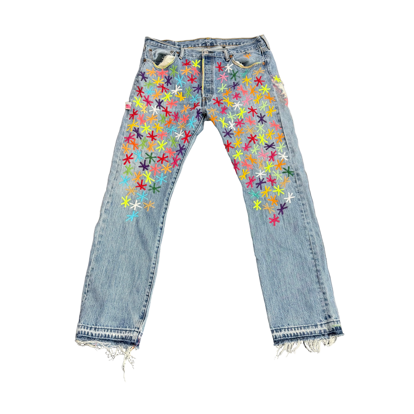 Pale U.S.A. Thigh Painter Denim Jeans