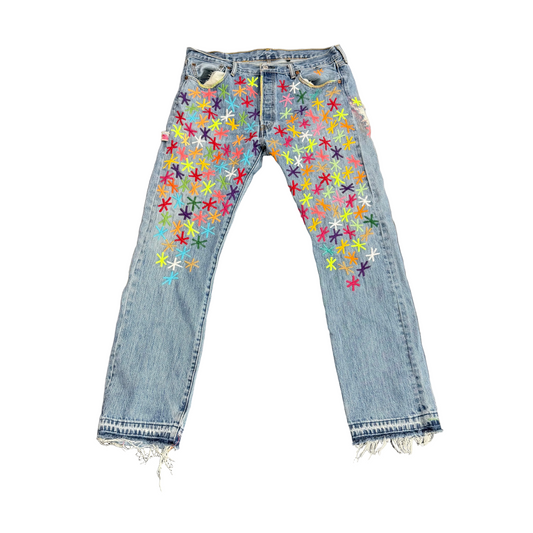 Pale U.S.A. Thigh Painter Denim Jeans