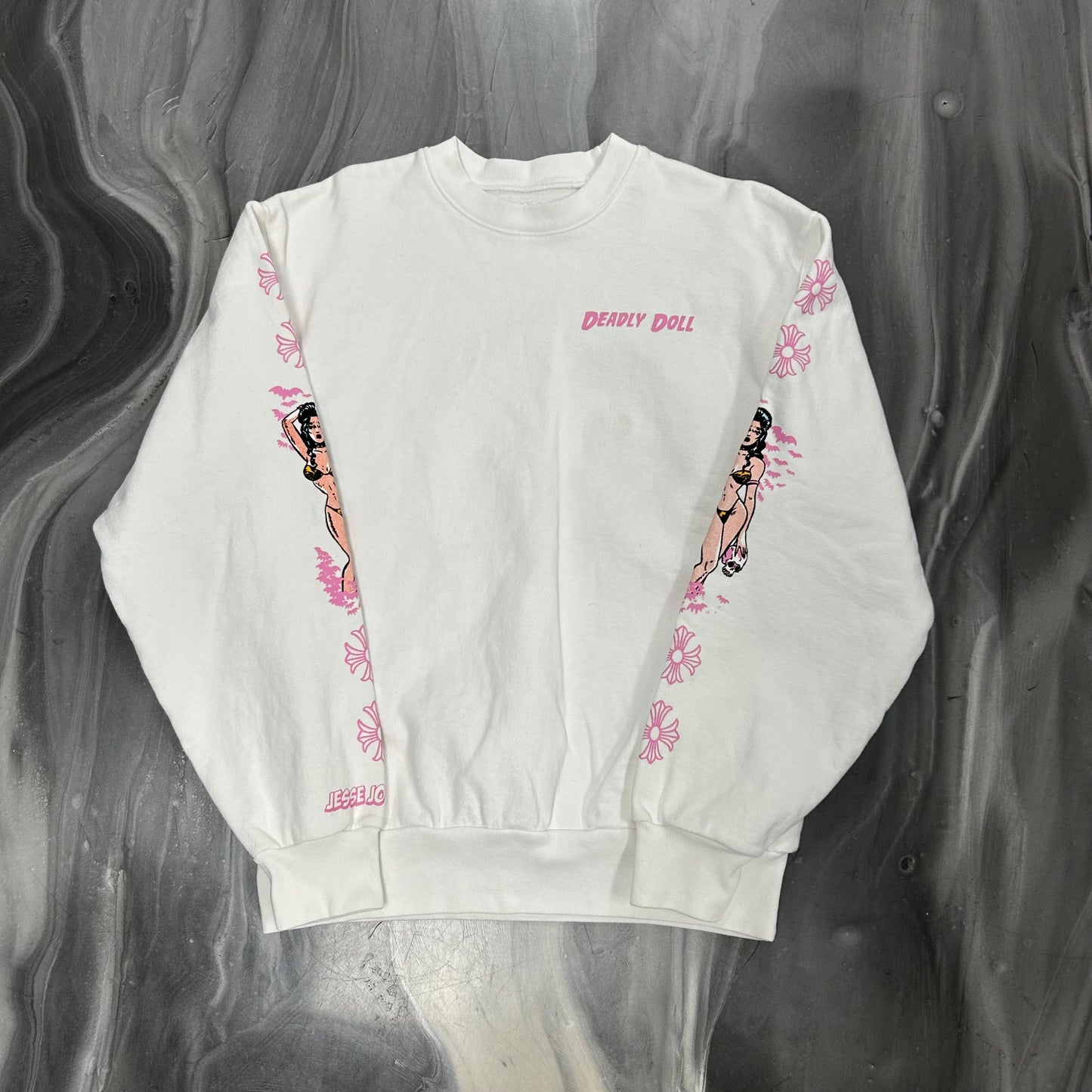Chrome Hearts x Deadly Doll Crewneck White/Pink