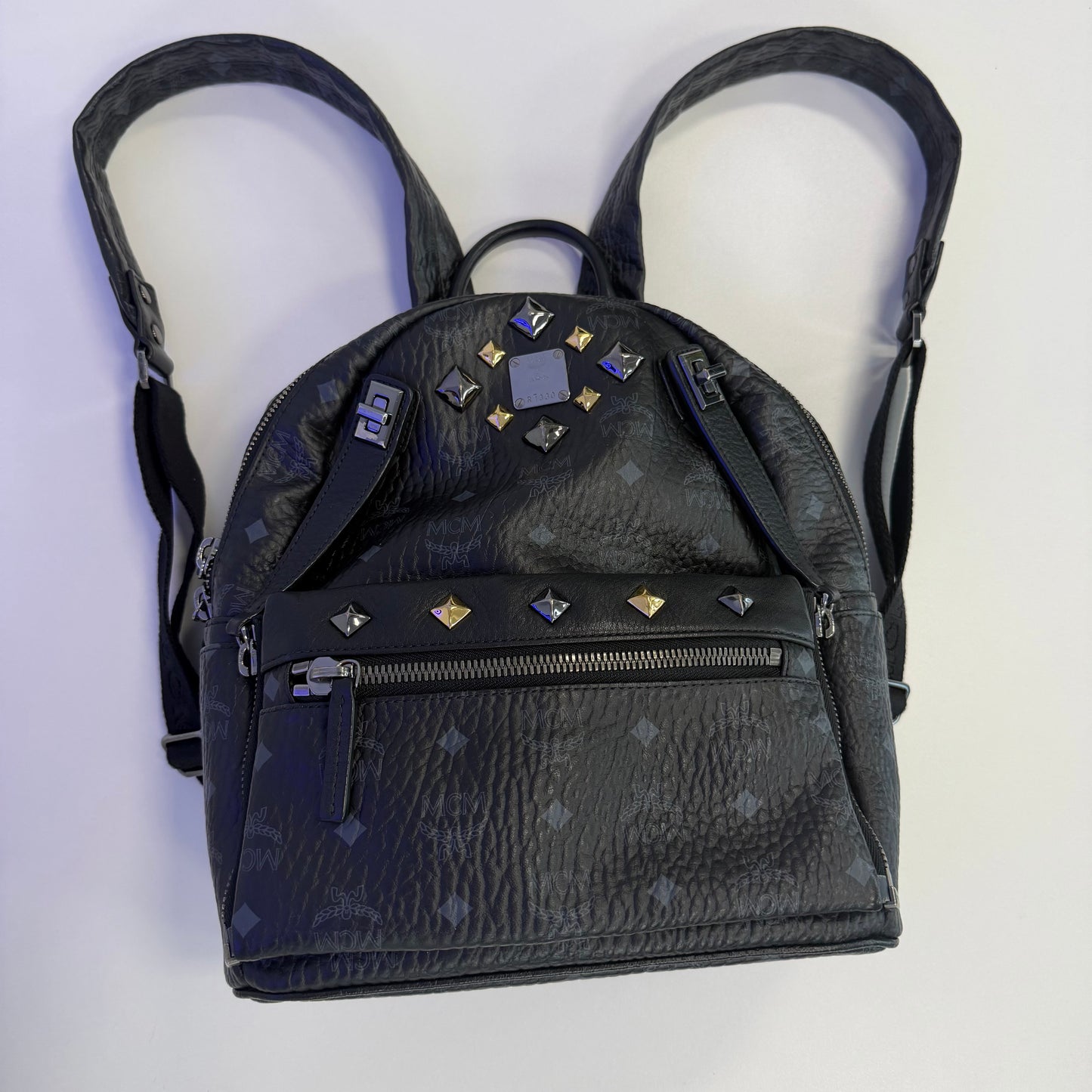 MCM Visetos Studded Dual Stark Backpack