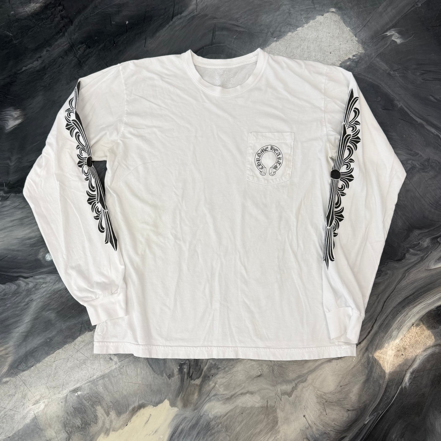 Chrome Hearts Floral Horseshoe Longsleeve Shirt White