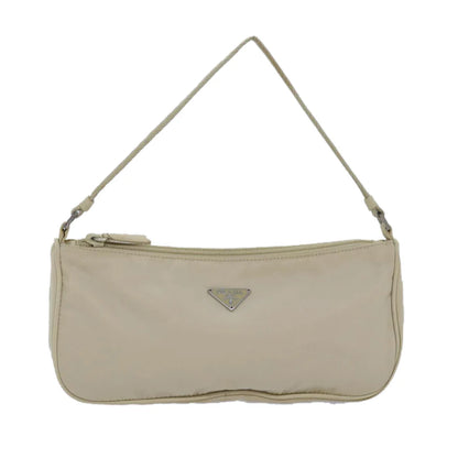 PRADA Nylon Hand Bag Cream