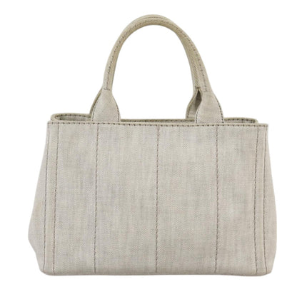 PRADA Canapa PM Hand Bag Canvas Gray Gold