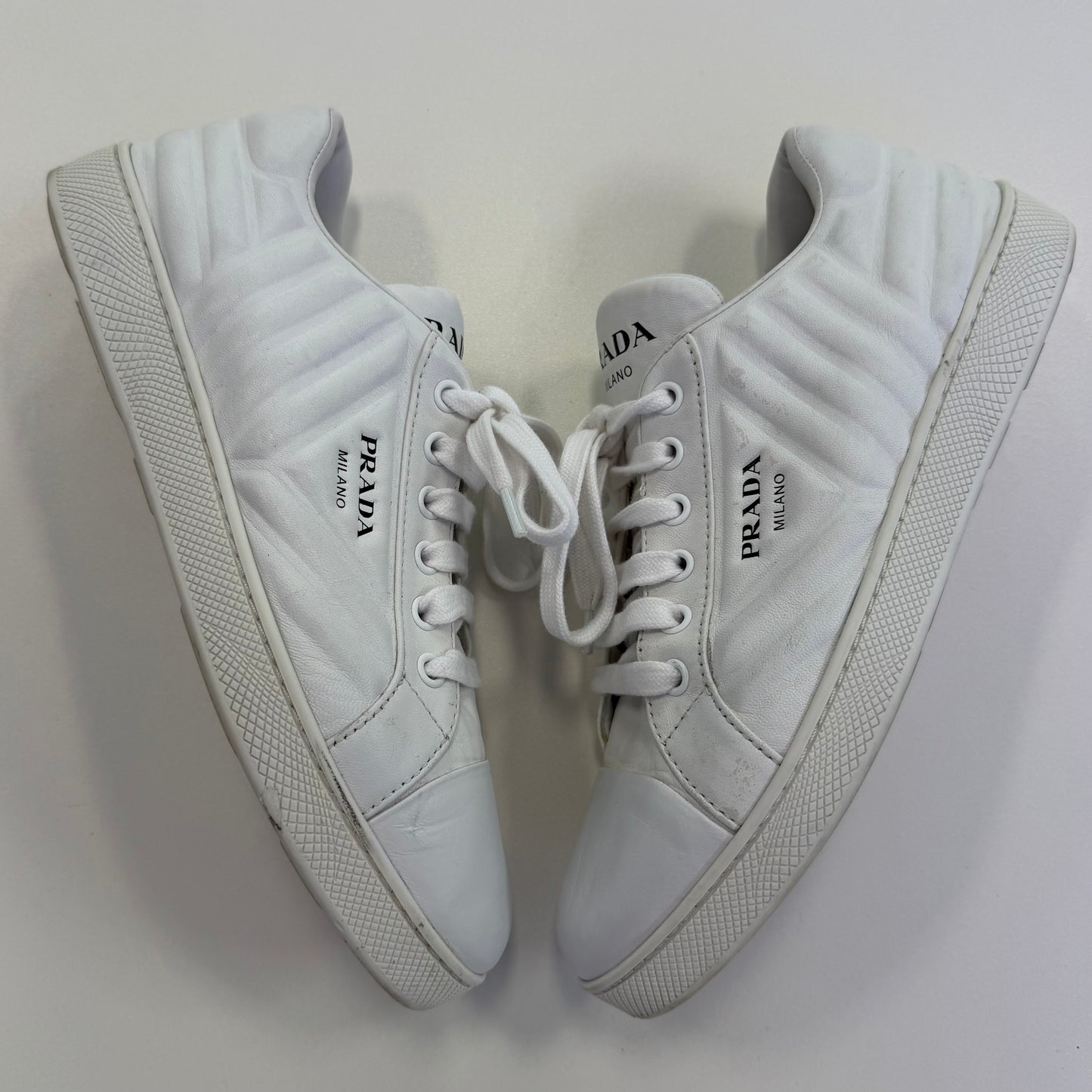 Prada Quilted Leather Logo Sneakers (USED NO BOX)