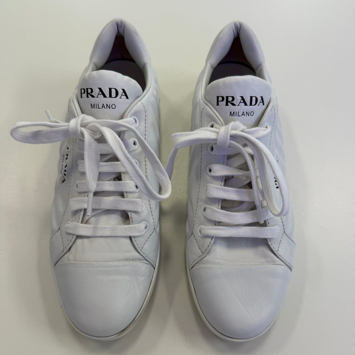 Prada Quilted Leather Logo Sneakers (USED NO BOX)