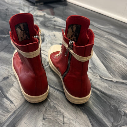 Rick Owens Ramone Highs Red / White (USED NO BOX)