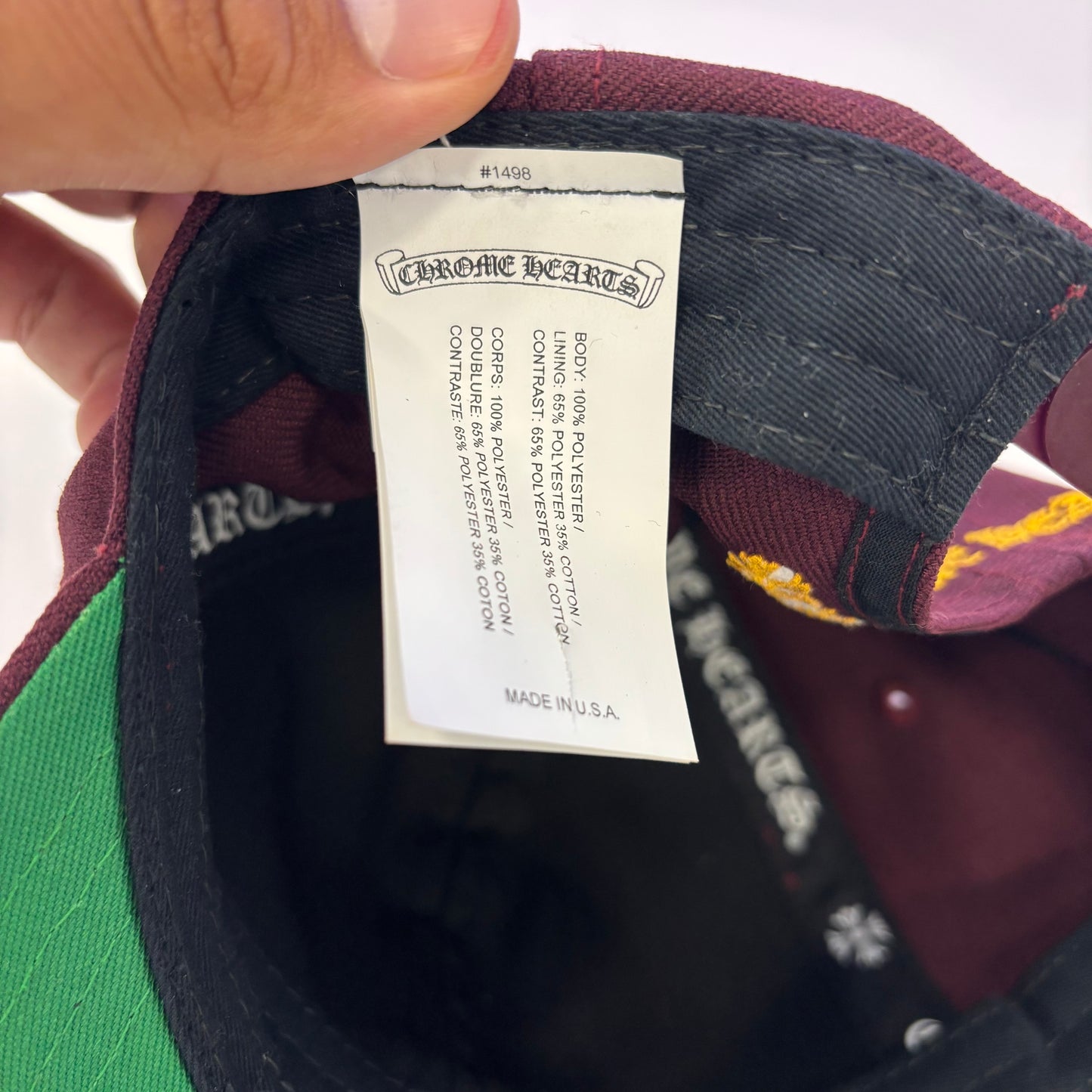 Chrome Hearts Burgundy/Gold CH Logo Hat