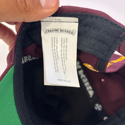 Chrome Hearts Burgundy/Gold CH Logo Hat